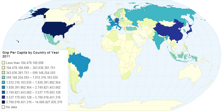 GNP by Country of Year 2010