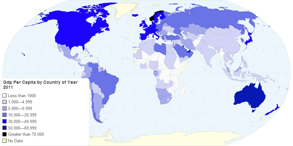 GDP Per Capita by Country of Year 2011