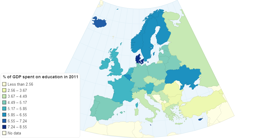 Expenditure on Education As percent of Gdp in 2011