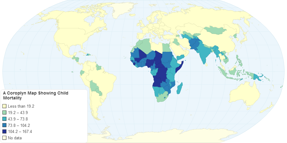 A Choropleth Map Showing Child Mortality in 2013