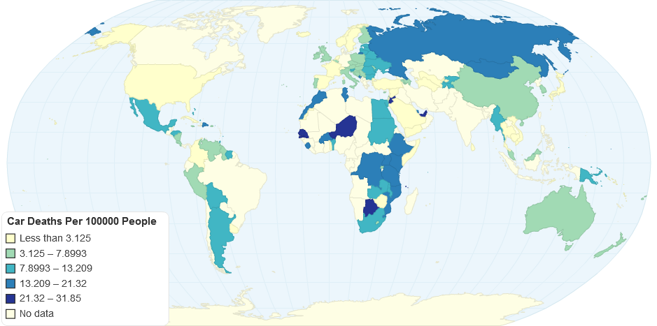 Car Deaths Per 100000 People