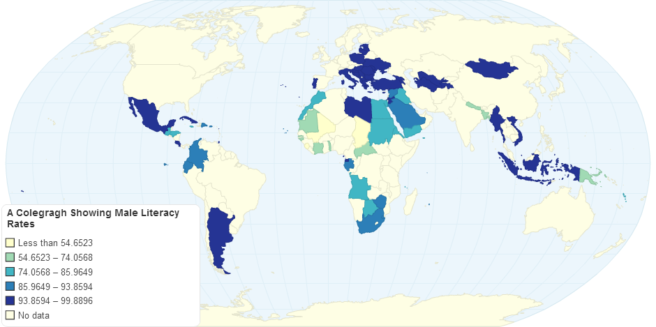 A Chloropleth Showing Male Literacy Rates