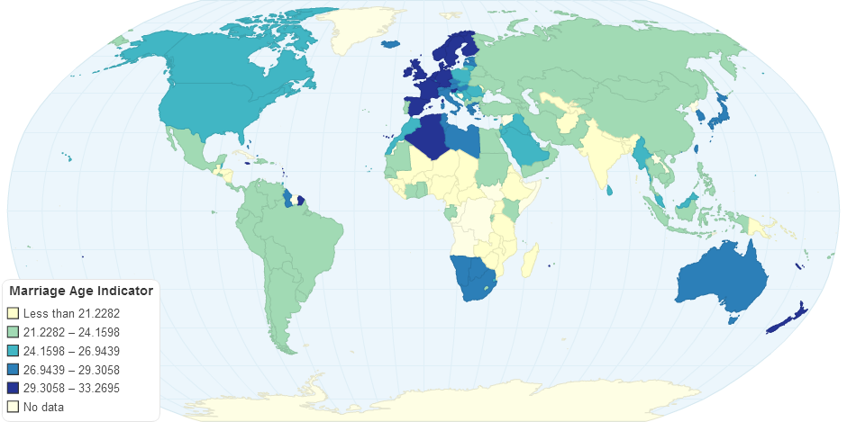 A choropleth map showing Marriage Age Indicator