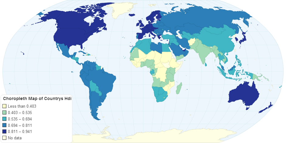 Choropleth Map of Countrys HDI