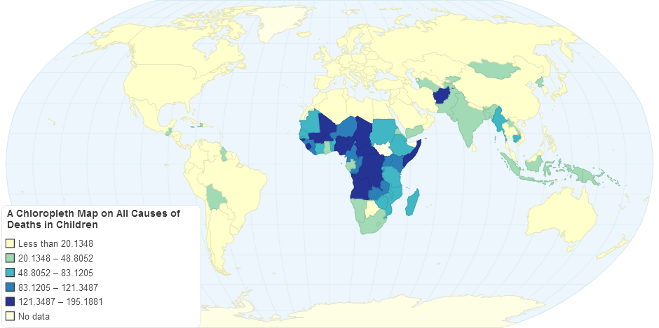 A Chloropleth Map on All Causes of Deaths in Children