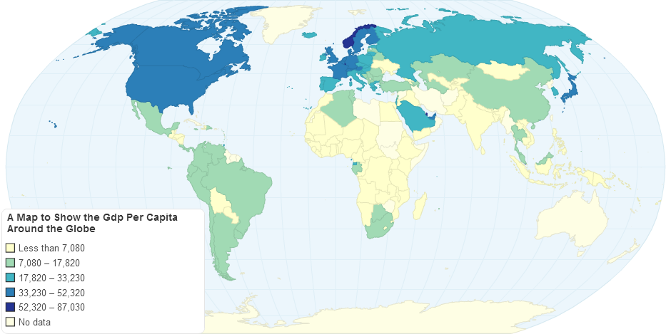 A Map to Show the Gdp Per Capita Around the Globe