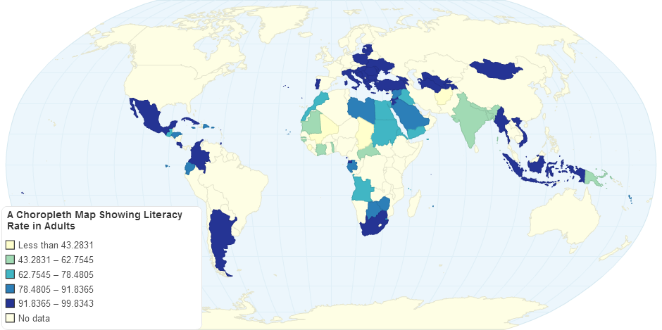 A Choropleth Map Showing Literacy Rate in Adults