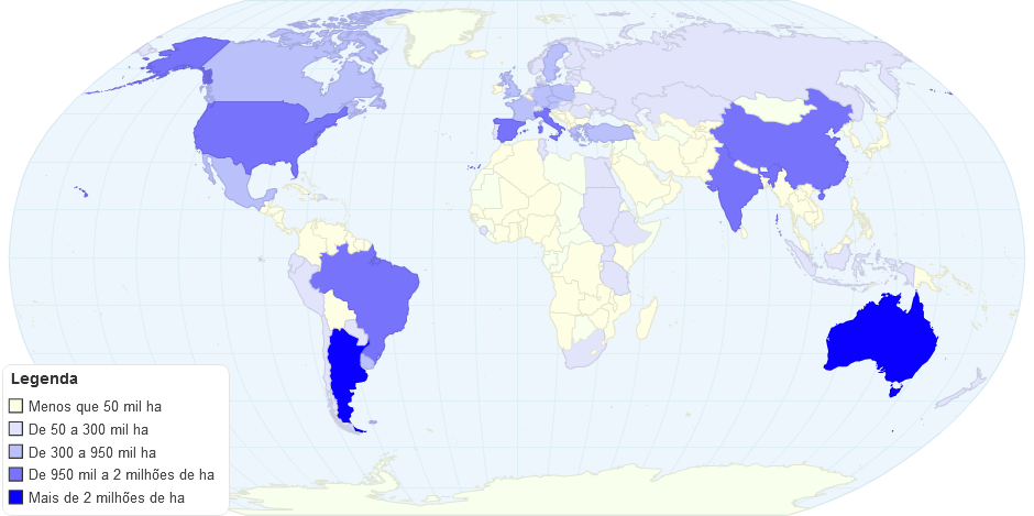 Área em Produção Orgânica por país, 2010