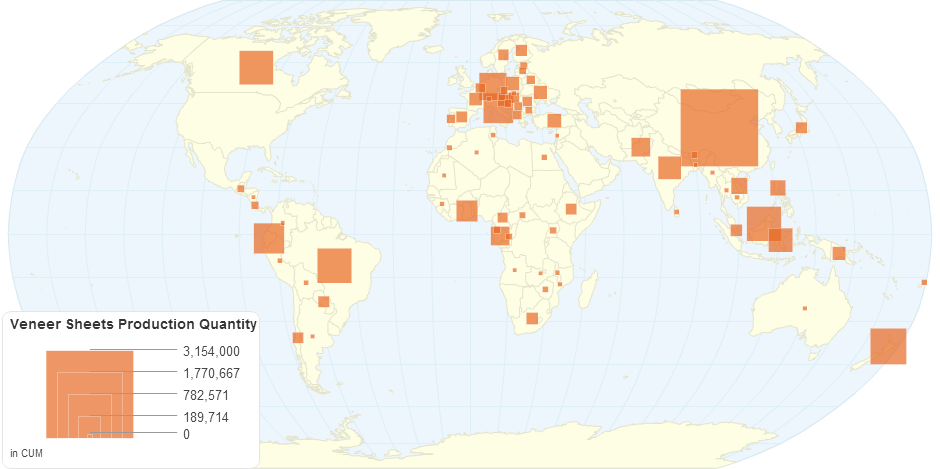 Veneer Sheets Production Quantity by Country