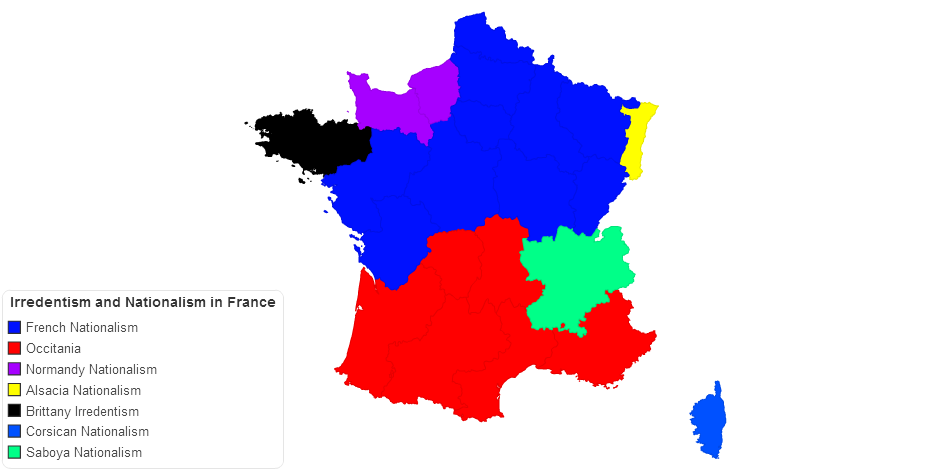 Irredentism and Nationalism in France (French Regions version)