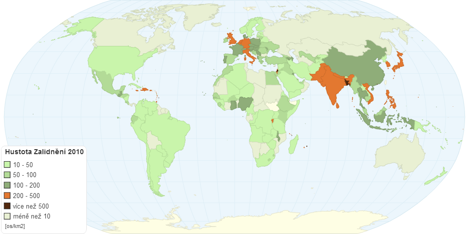 Hustota zalidnění 2010