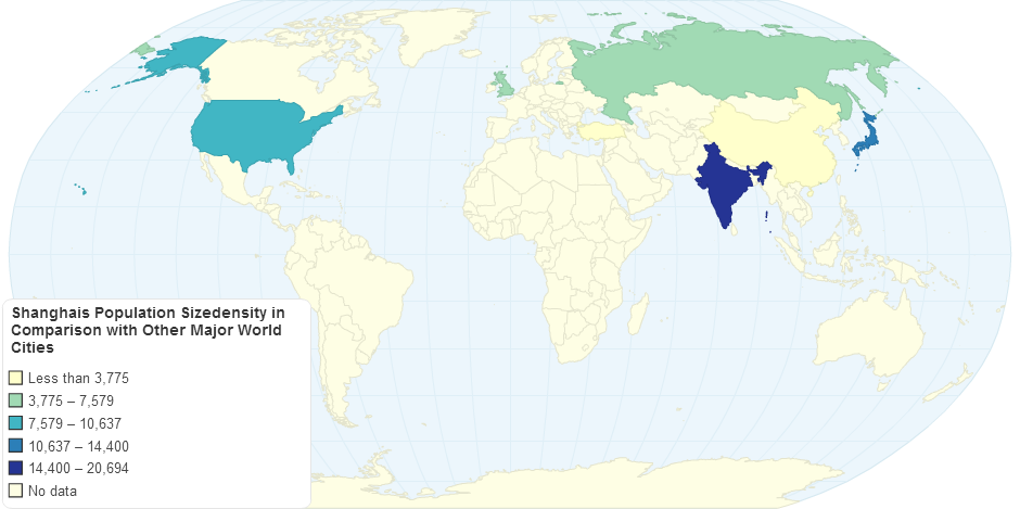 Shanghais Population Sizedensity in Comparison with Other Major World Cities