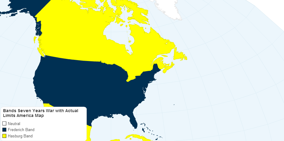 Bands Seven Years War with Actual Limits America Map