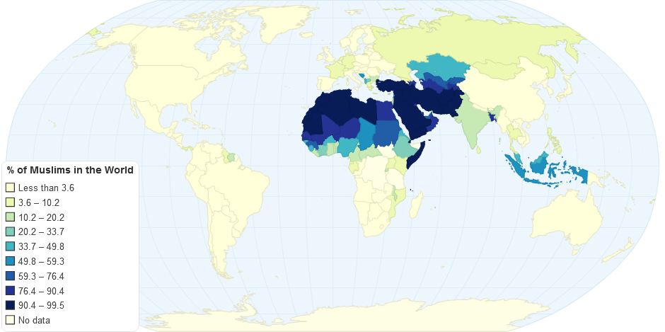 % of Muslims in the World