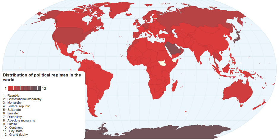 Distribution of political regimes in the world