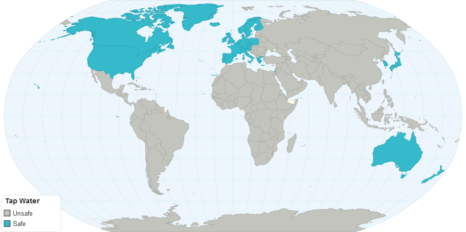 Drinkable Tap Water By Country