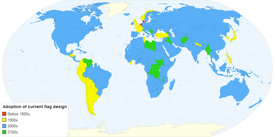 Sovereign States by Century of Current Flag Adoption