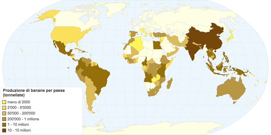 Produzione di banane per paese (tonnellate)