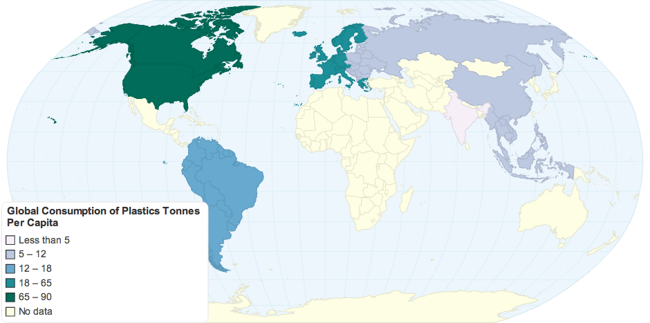 Global Consumption of Plastics (Tonnes Per Capita)