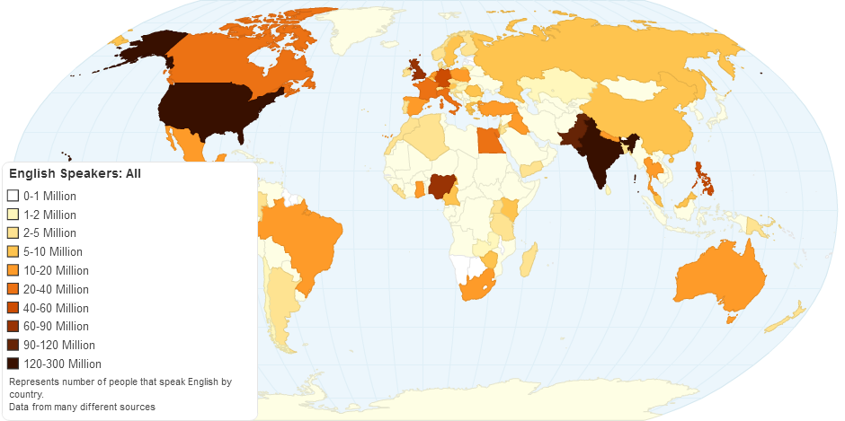 Map Of English Speakers English Speakers: All