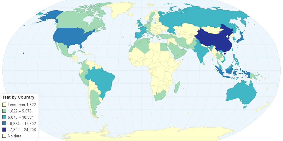 Isat # of Terminals by Country