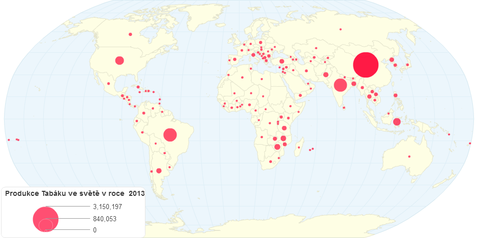 Produkce tabáku ve světě v roce 2013