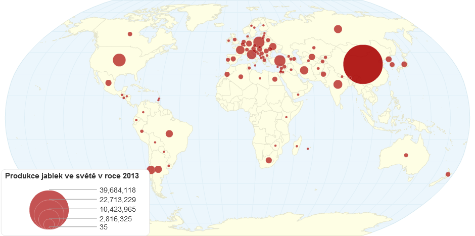 Produkce jablek ve světě v roce 2013
