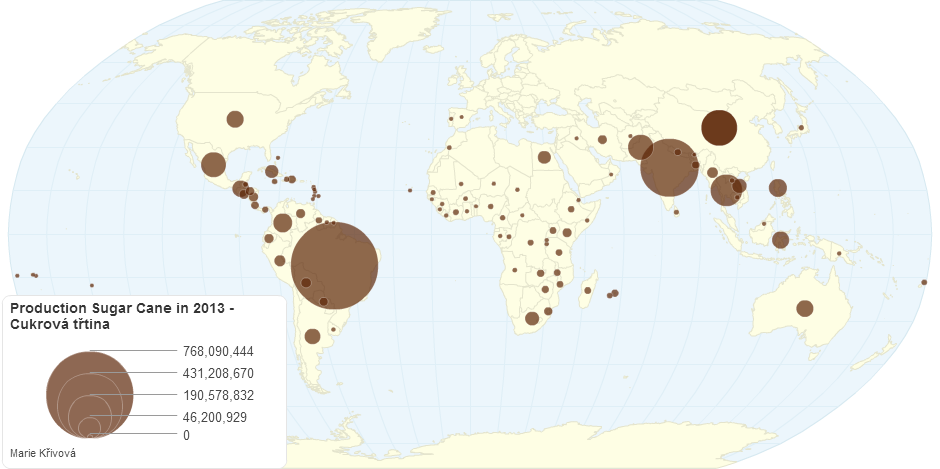 Production Sugar Cane in 2013 - Cukrová třtina