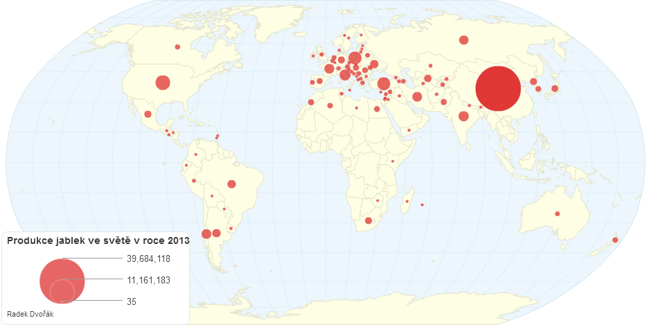 Produkce jablek ve světě v roce 2013