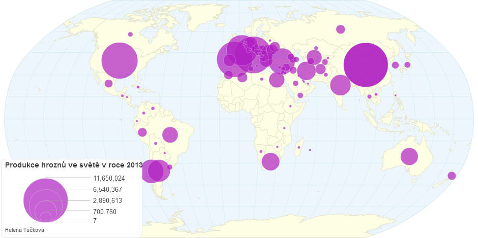Produkce hroznů ve světě v roce 2013