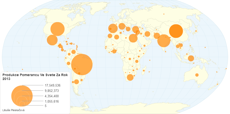 Produkce Pomerančů Ve Světě Za Rok 2013