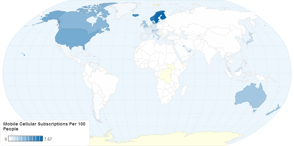 Mobile Cellular Subscriptions Per 100 People 1992