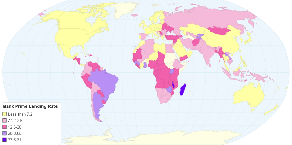 Commercial Bank Prime Lending Rate by Country