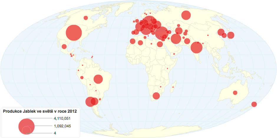 Produkce Jablek ve světě v roce 2012