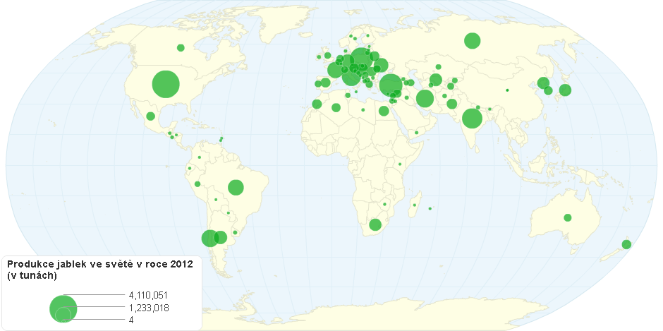 Produkce jablek ve světě v roce 2012