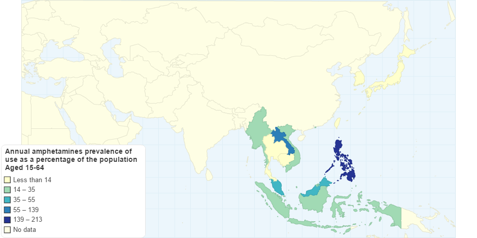 Annual amphetamine prevalence of use as a percentage of the population (aged 15-64)