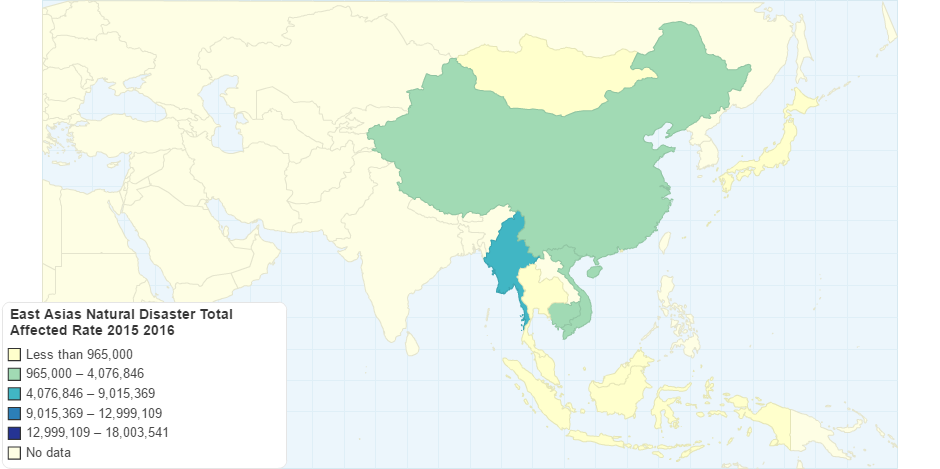 East Asias Natural Disaster Total Affected Rate 2015 2016