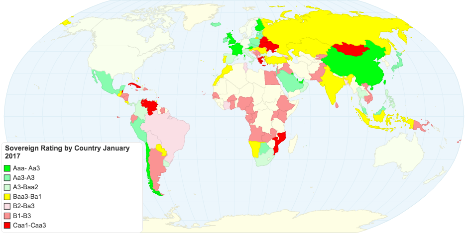 Sovereign Rating by Country January 2017