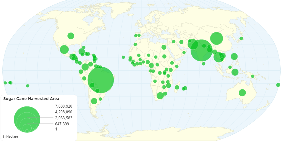 Sugar Cane Harvested Area by Country