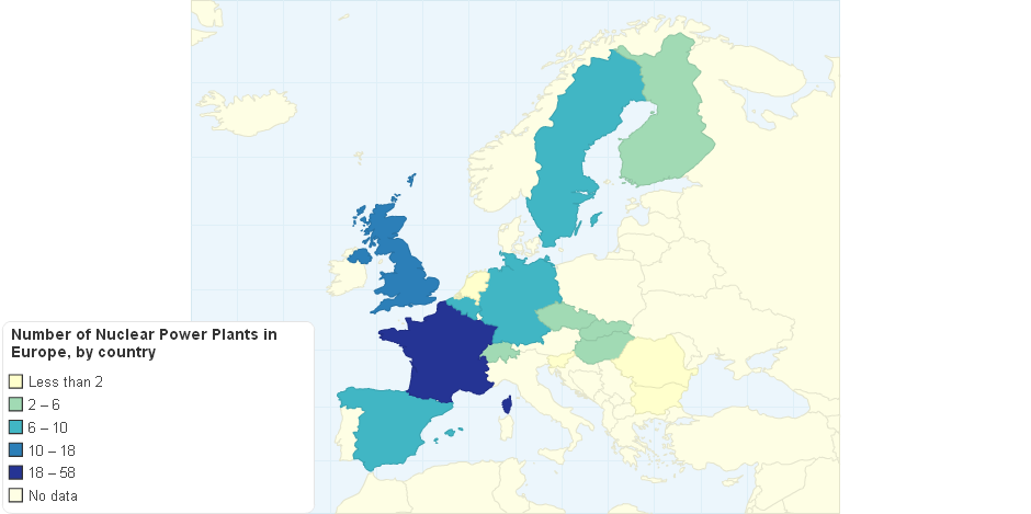 Number of Nuclear Power Plants in Europe