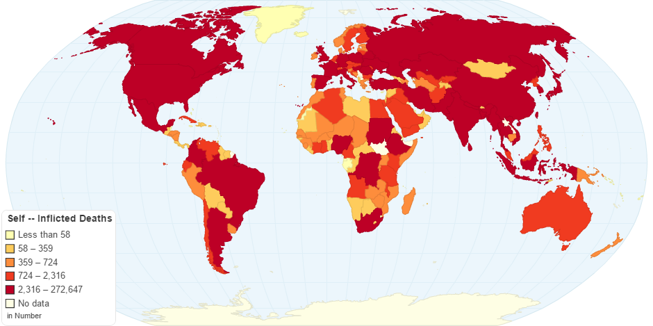 Self Inflicted Deaths by Country