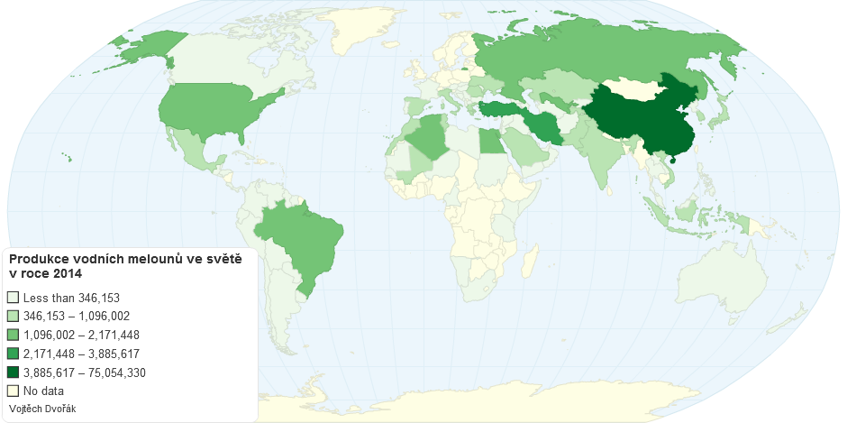Produkce vodních melounů v roce 2014