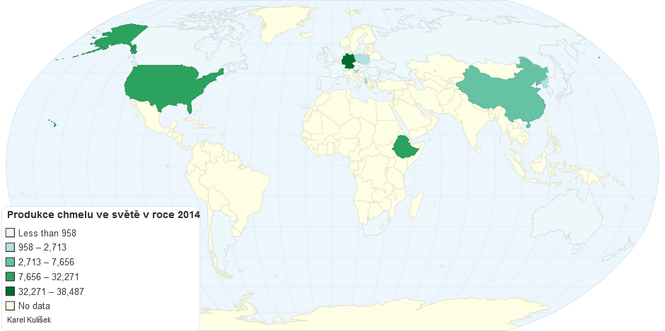 Produkce chmelu ve světě v roce 2014