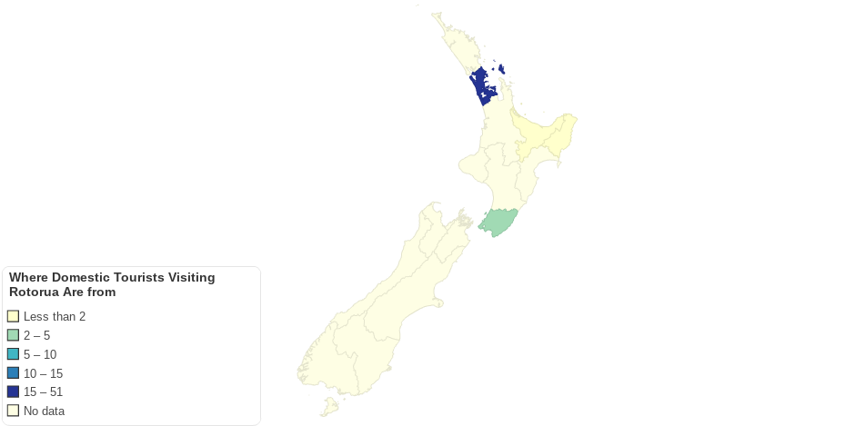 Where Domestic Tourists Visiting Rotorua Are from