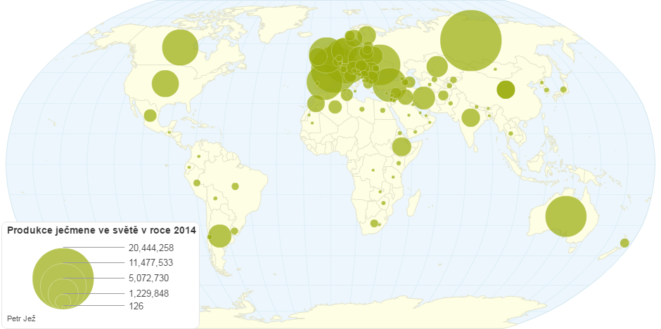 Produkce Ječmene Ve Světě V Roce 2014