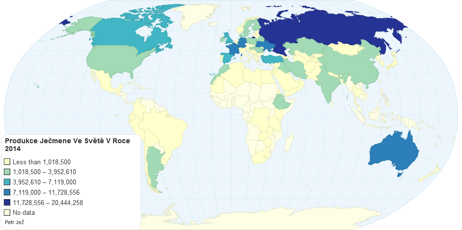 Produkce Ječmene Ve Světě V Roce 2014
