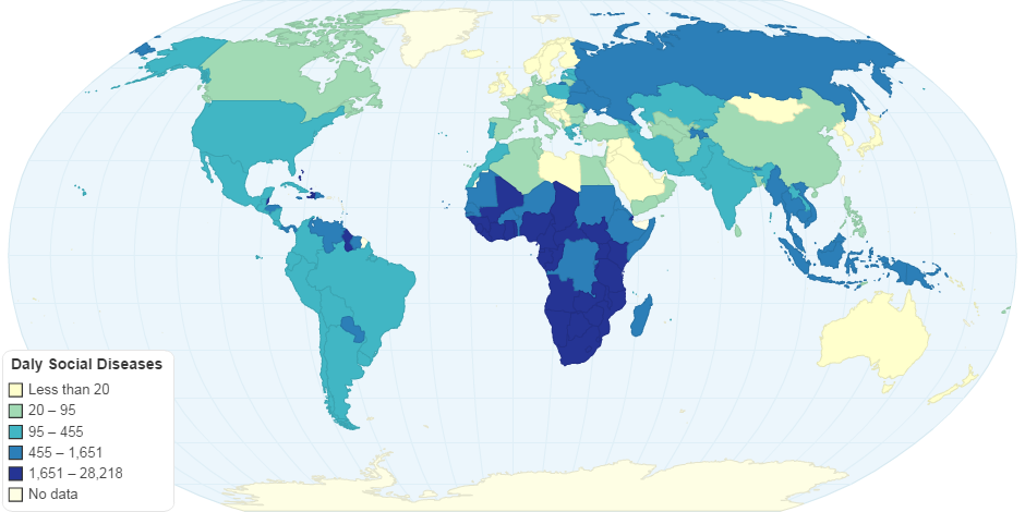HIV/AIDS DALY per 100,000, 2015