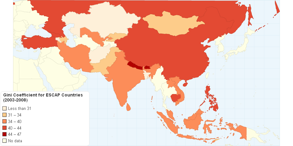 Gini Coefficient for Escap Countries (2003 2008)