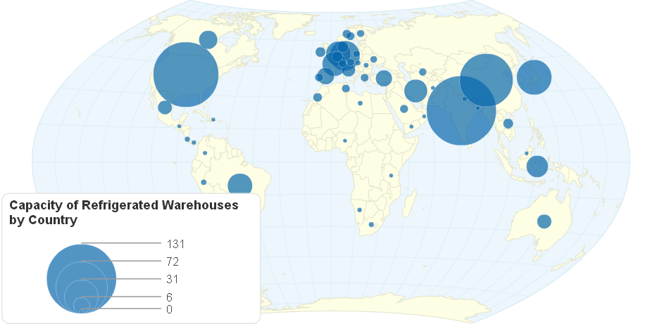 Capacity of Refrigerated Warehouses by Country