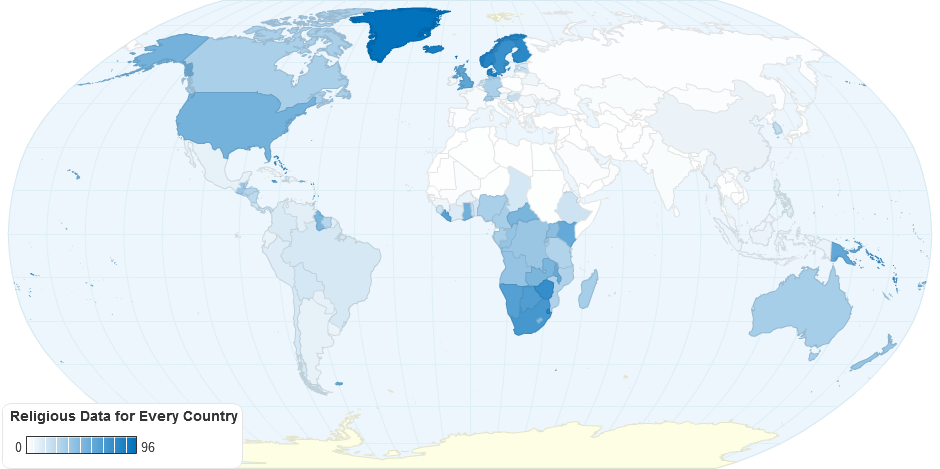 Percentage of Protestants by Country